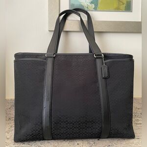 Coach – Large Signature Black Jacquard Canvas Weekend Travel Bag